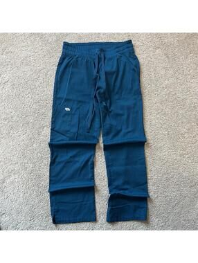 IRG Blue Medical Scrub Pants Size XS Petite Drawstring Straight Leg